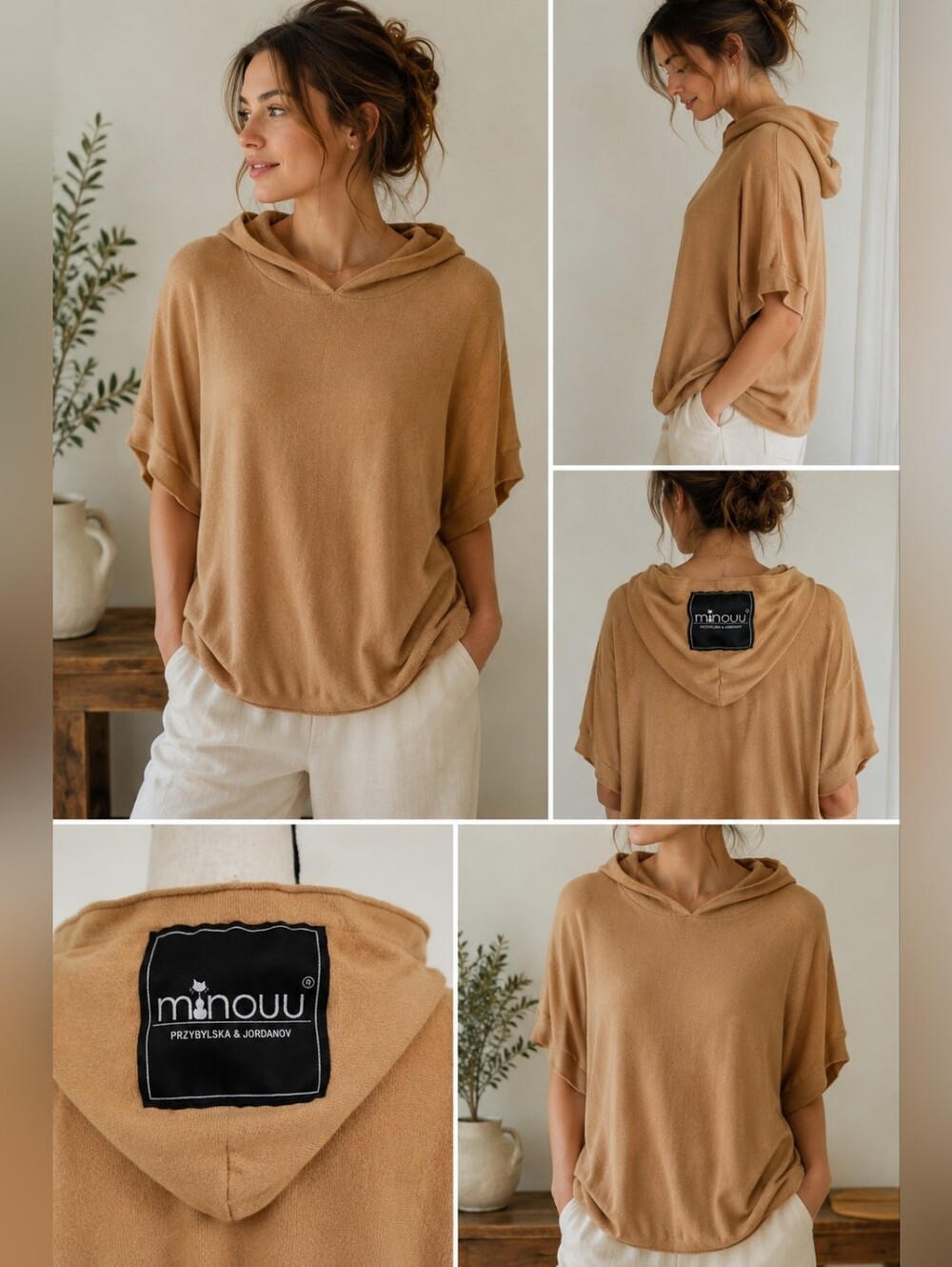 Minouu Hooded Sweater Short Sleeve Hoodie Pullover Przybylska & Jordanov Mustard
